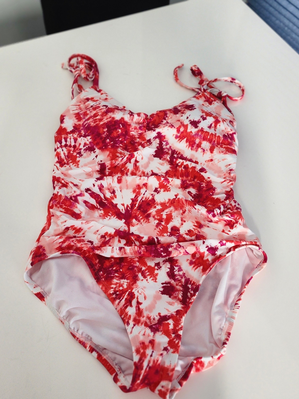 Time and Tru Red and White One-Piece Swimsuit Size M